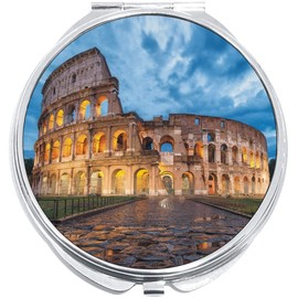 NewCharms Colosseum Rome Italy Compact with Mirrors - Perfect Pocket and Purse Size Folding Mirror for Applying Make Up Anywhere