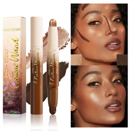 Dual-Ended Cream Contour Wand Highlight Stick (Deep Rich)
