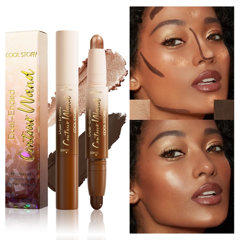 Dual-Ended Cream Contour Wand Highlight Stick (Deep Rich)