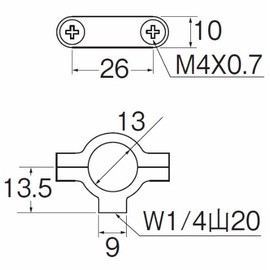 SANEI Plumbing Parts Fastening Hardware for Fixing Pipes for Steel Pipes H861-13 0.5 inches (13 mm)