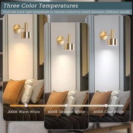 KELUOLY Battery Operated Wall Lights Set of 2, Wireless Battery Powered Wall Sconce, Modern Metal Indoor Wall Lamp, Dimmable with Remote, Suitable for Living Room Bedroom Golden-Like Brass Finish