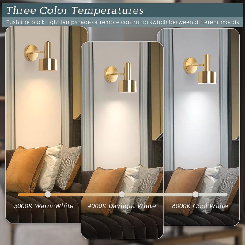 KELUOLY Battery Operated Wall Lights Set of 2, Wireless Battery
