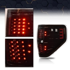 PIT66 LED Tail Lights Compatible with 2009-2014 Ford F150 LED Point Style BL3Z13405B Black Housing Clear Lens Rear Tail Lamp Lights Assembly