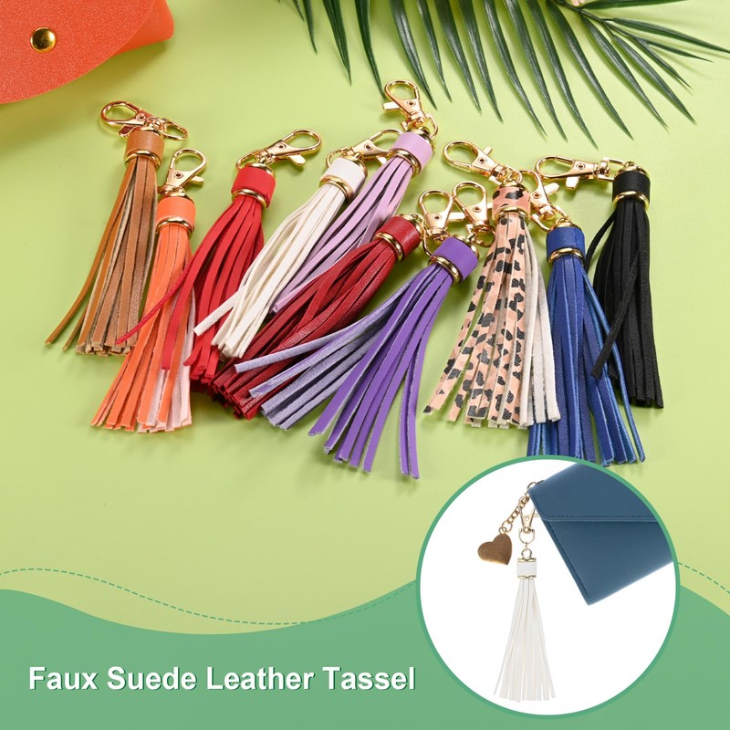 M METERXITY 2-Pack PU Leather Tassel 5.9 Inch Small Keychain