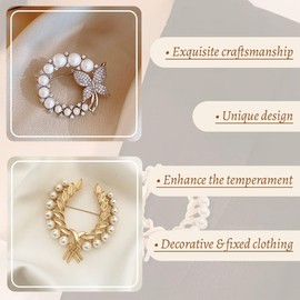 COYUN 2-Piece Brooch Set for Clothing - Scarf Ring Clip Ring, T Shirt Clip Buckle, Elegant Women's Brooches, Lapel Pins, Cardigan Clips, Tow Pin for Wedding Dress, Dresses Clip, Pin Badge
