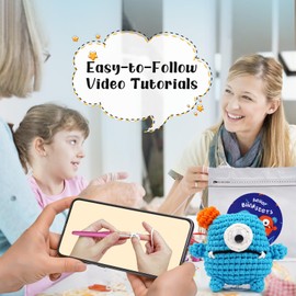 LetCartMaker Häkelset für Anfänger, Blinksters Häkelset Häkel-Starter-Set mit Schritt-für-Schritt-Video-Tutorials, Geburtstags-, Urlaubs-Geschenk für Kinder und Erwachsene