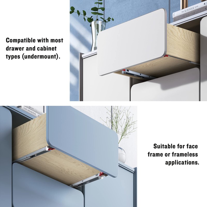 21" Drawer Slides Full Extension Soft Close, 85 lb Load