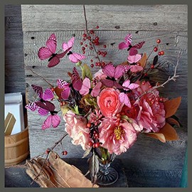 Paquete de 12 decoraciones de mariposas, decoraciones de mariposas 3D DIY, 2 tamaños de adorno de mariposa para decoración falsa de flores para el hogar, suministros para té, fiesta, boda, Pascua