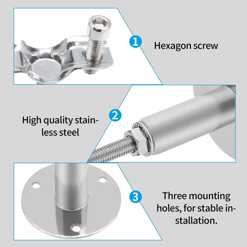 Kyuionty 2 Pcs Wall Mount Ceiling Mount Pipe Support, Stainless