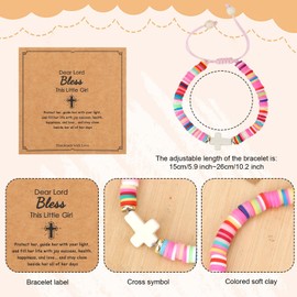 Cross Bracelet for Girls, Dear Lord Bless This Little Girl Bracelet Colorful Christian Jesus Religious Bracelets for Kids Jewelry Gifts for Teenage Women Daughter Sister Christmas , Catholic Gifts