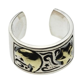 Cenote e0129 Star Crescent Moon Ear Cuff [925 Silver Accessories], Silver, No Gemstone