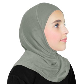 Girl's Hijab Cotton 1 piece Amira Headscarf (Gray)