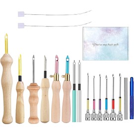 Yeanifeana 18 Piece Punch Needle Kit for Beginners - Adjustable Wooden Punch Needle Tool, Embroidery Punch Needle Starter Kit with Needle Threaders & Yarn, Perfect DIY Craft for Adults