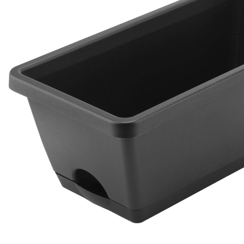 LEXININ 6 Pack 14 Inch Black Plastic Rectangular Window Planter
