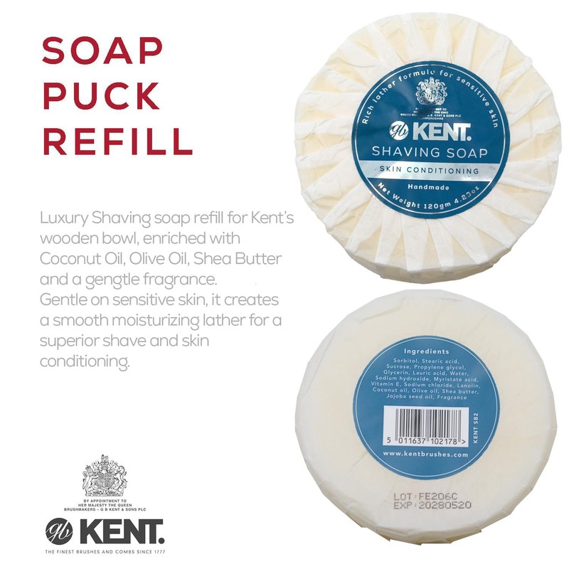 Kent SB2 Luxury Shaving Soap Refill - 120g Shaving Soap