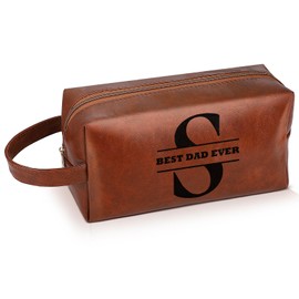 Yeyeplum Best Dad Ever Gifts Letter S Travel Toiletry Bag for Men Christmas Personlized Dad Gifts from Daughter Wife Son Toiletry Bag Gift for Birthday Father's Day Valentine Wedding