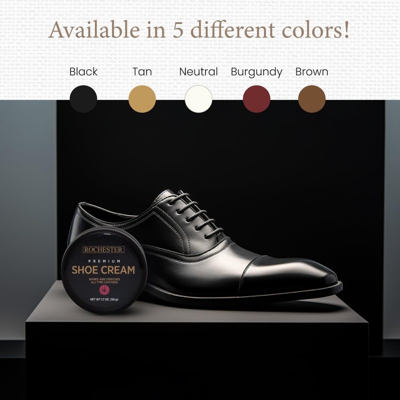 Rochester Premium Shoe Cream Polish, Black, 1.7 oz (50 g)