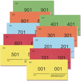 Nezyo Double Number Blocks 1-1000 Number Blocks Loose Numbered Wardrobe Marks Number Blocks with 5 Colours for Wardrobe Draw Events Party Fairs Lotteries 10 x 5 cm