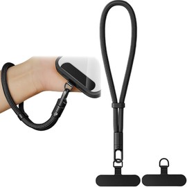 ALiHAN Phone Wrist Strap Lanyard, Universal Adjustable Hand Wrist Strap for Phone 16 and most Smartphones, Multifunctional Patch Lanyard with Tether Anti Theft for Women and Men, Black
