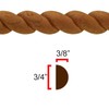 EWRM12 Rope Moulding 3/4" High x 3/8" Trim. Unfinished, Red