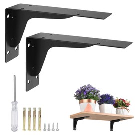 Pack of 2 Heavy Duty Shelf Brackets, Heavy Duty Wall Shelf Brackets, Shelf Brackets, Load Capacity 200 kg Shelf Brackets, Angle Brackets, Heavy Shelves, L-Shaped Shelf Angle Brackets for Books, Living