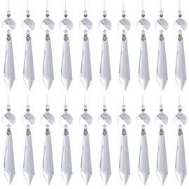 20 Pieces Clear Chandelier Crystals, 63mm Replacement Crystal Icicle Prisms Pendants Glass Crystal Beads