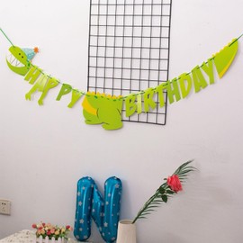 Dinosaur Themed HAPPY BIRTHDAY Banner, Watercolor Dinosaur Birthday Party Decorations for Boys Kids Dino Theme Birthday Party Supplies T-Rex Hanging Wall Decor