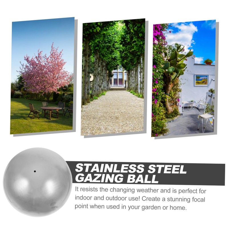 Kisangel 10pcs Polished Stainless Steel Garden Gazing Reflective Half Globe