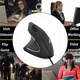 elec Space Vertical Left-Handed Mouse, Left Hand Ergonomic USB Wired Mice, Adjustable DPI(1000/1200/1600), 6 Buttons Optical Mouse for Office Gaming PC Laptop Computer Desktop Mac