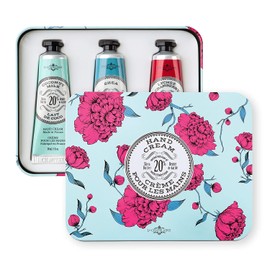 La Chatelaine 20% Shea Butter Hand Cream Travel Size Tin Gift Set (Coconut Milk, Shea, Lychee Cranberry)