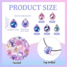 Craftdady 50Pcs Electroplated Teardrop Glass Beads - 10x8mm Colorful Faceted Top Drilled Crystal Beads, Spacer & Dangle for DIY Jewelry Making