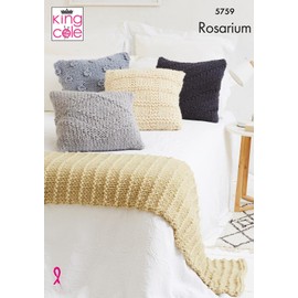 King Cole Rosarium Mega Chunky Knitting Pattern for Cushion Cover & Bed Runner (5759)
