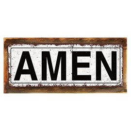 Homebody Accents Framed Amen 6"x16" Metal Sign, Rustic, Prayer, Religious, Hand-Crafted from Reclaimed Materials