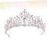 NIYANGLE Decorative Crystal Alloy Wedding Tiara Silver Pink Bridal Crown