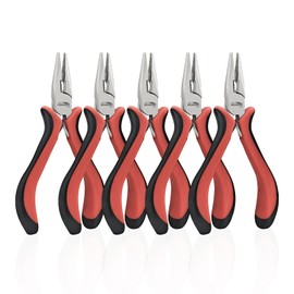 HOUSERAN Small Needle Nose Pliers 5"/12cm-5 Pack Mini Needle Nose Pliers, Spring Loaded Needle Nose Pliers, Jewelry Pliers Needle Nose for Jewelry Making