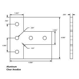 8020, 4480, 15 Series, Aluminum 5 Hole T Tee Flat Plate Bracket Straight Mounting Connector Bracket for 80/20 T Slot Extruded Aluminum Extrusion (Clear Anodize, 1)