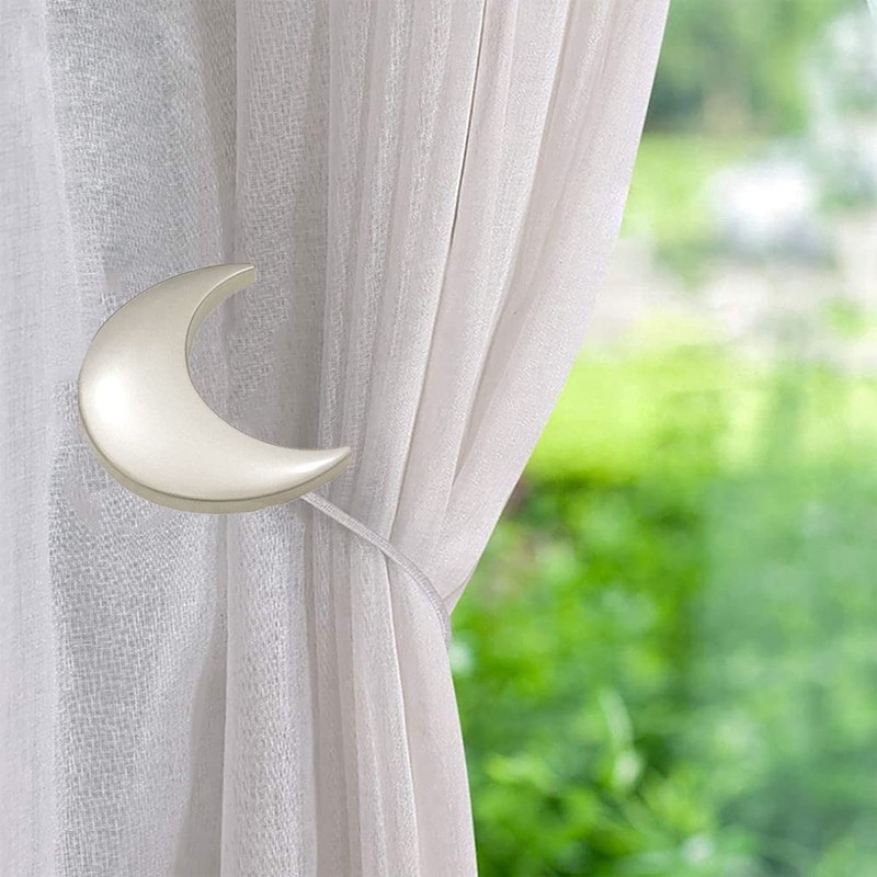 Magnetic Curtain Tiebacks 1 Pair Curtain Clips Rope Holdbacks Moon