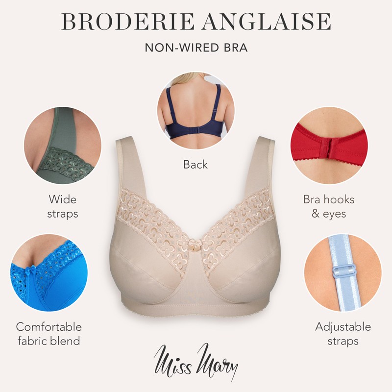 Miss Mary - Broderie Anglaise, Non Wired Bras for Women,