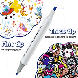 Axinost Double Tip Marker, Double Tip Alcohol Pen Set, Waterproof, 48 Colours, Portable Packaging Material, Thick and Fine Tip, Colouring Pens, Art Sketch Felt Tip Pen Set