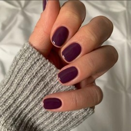 Square Press On Naills Short Fake Nails Dark Purple False Nails With Artificial Glossy Designs Acrylic Nails Press Ons Full Cover Glue On Nails Square Short Stick On Nails For Women