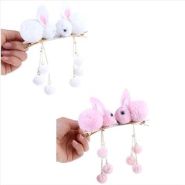 2 Pair Chinese Style Rabbit Tassel Hair Clips Sweet Cute Hanfu Traditional Style Hairpin Headwear, Hair Making Accessories for Women Girls