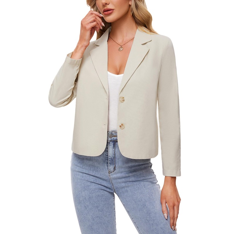 MINTLIMIT Cotton Linen Blazer for Women Button Front Long Sleeve