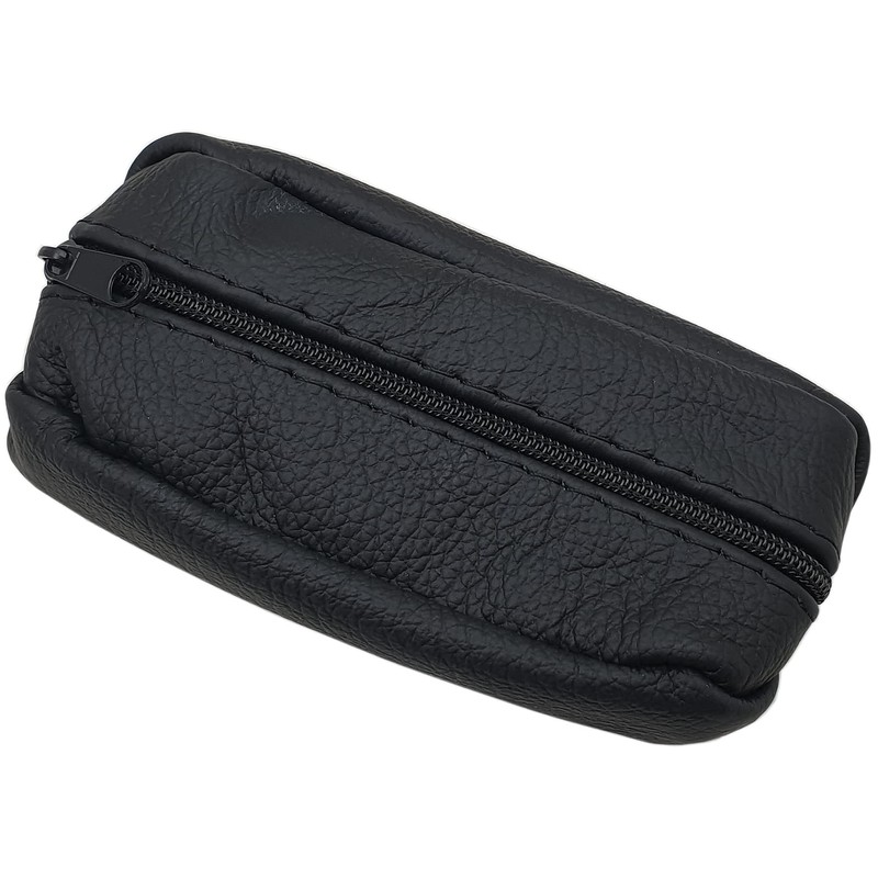 GENUINE LEATHER KEY BAG WITH 2 COMPARTMENTS IN BLACK MADE