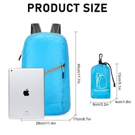 Risipu 2 Pack Foldable Backpack for Men Women Lightweight Packable 20L Water Resistant Daypack for Outdoor Sports Trips Hiking Commuting, Sky blue, orange, M