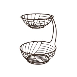 Spectrum Diversified Wright 2 Tier Server Serving Basket Fruit Produce Snack Display Stand Vegetable-Bowls, Bronze