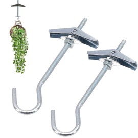 2 PCS Ceilings Hooks,Hang Plants Plasterboard Ceiling Hook,Hang Plants Wing Spring Toggle Hook, Plasterboard Wall Mounted Ceiling Hanger Heavy Duty Swag Hooks,for Cavity Walls Fixing Lights Flowerpots