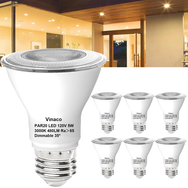 Par20 LED Bulb Dimmable, Vinaco 5W Par20 50W Equaivalent High