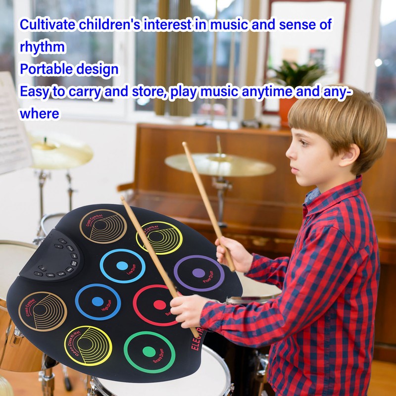 Electronic Drum Set Portable Easy to Play Roll Up Drum