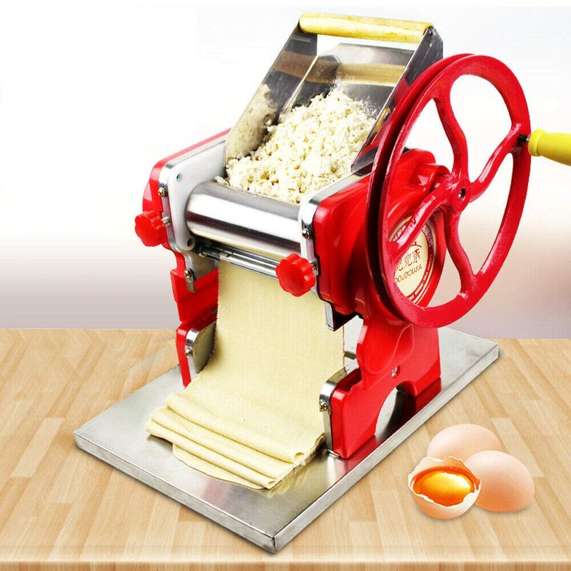 Commercial Pasta Roller Machine, Hand Crank Noodle Maker Adjustable Thickness