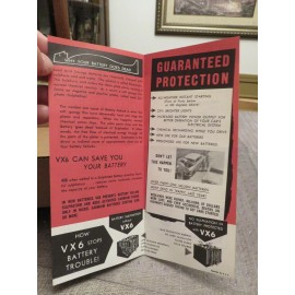 Vintage NO MORE BATTERY TROUBLE FOR THE LIFE OF YOUR CAR!.. WITH VX-6 Pamphlet